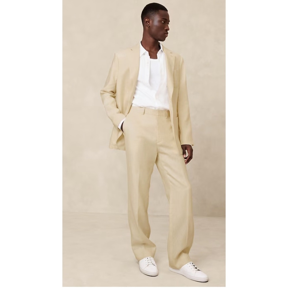 NWT Banana Republic Soquel Linen Suit Butter Yellow 40S Tailored Slim fit 34
